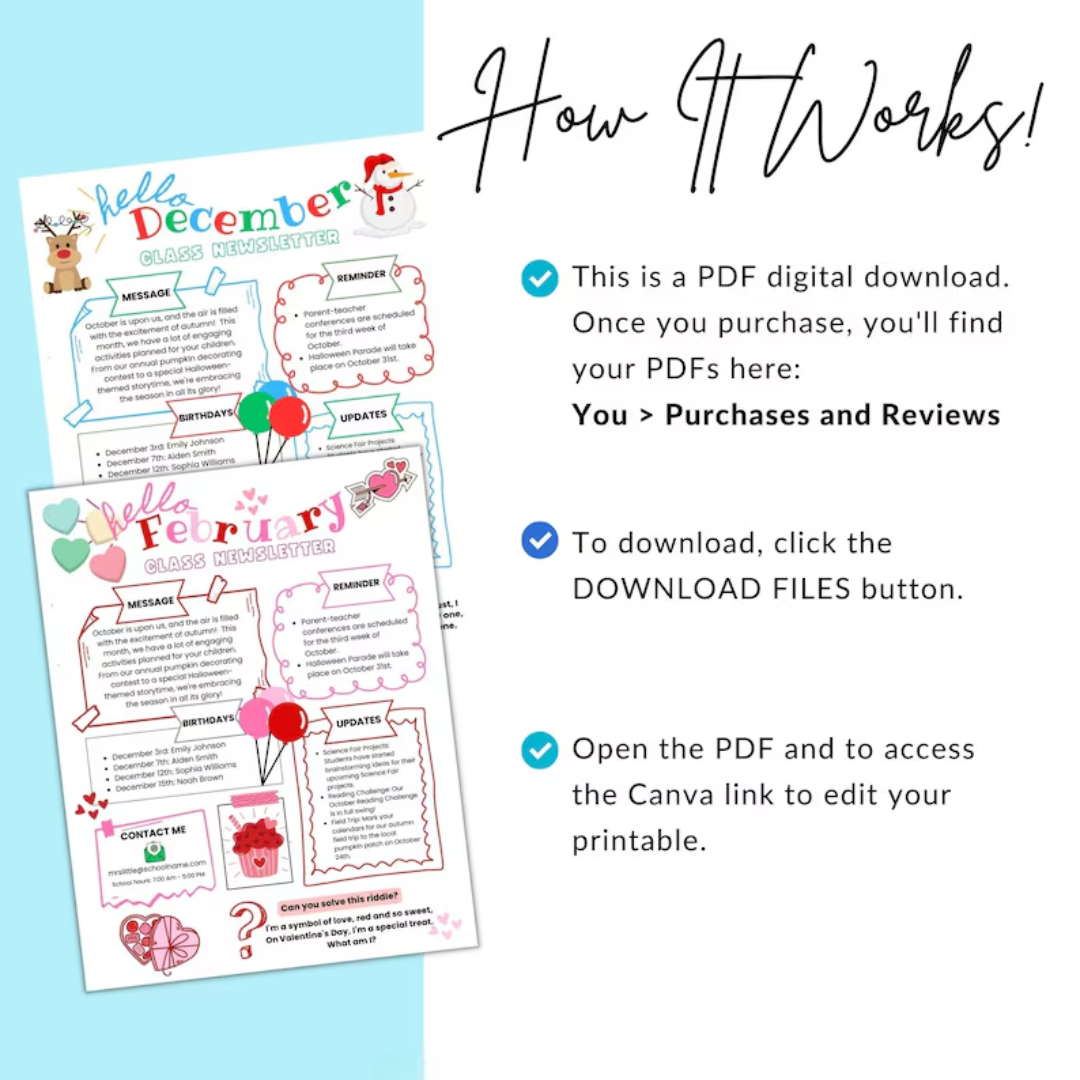 Weekly Classroom Newsletter Template, Monthly Newsletter, School Newsletter, Classroom Newsletter, Monthly Preschool Newsletter Template