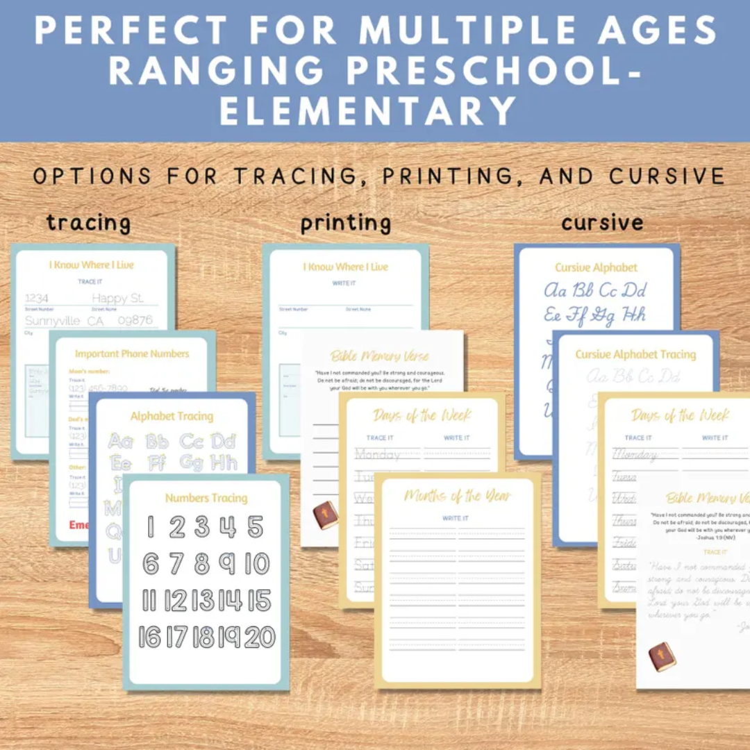 Elementary Morning Menu Daily Sheet, Morning Time binder, Homeschool Printable, Charlotte Mason, Kindergarten, K-3, Copy Work, editable