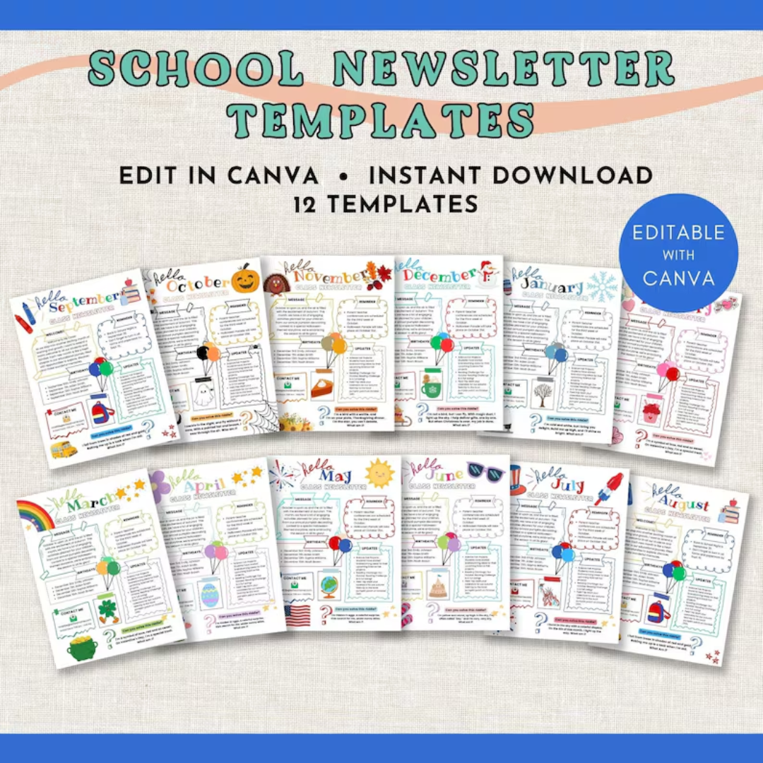 Weekly Classroom Newsletter Template, Monthly Newsletter, School Newsletter, Classroom Newsletter, Monthly Preschool Newsletter Template