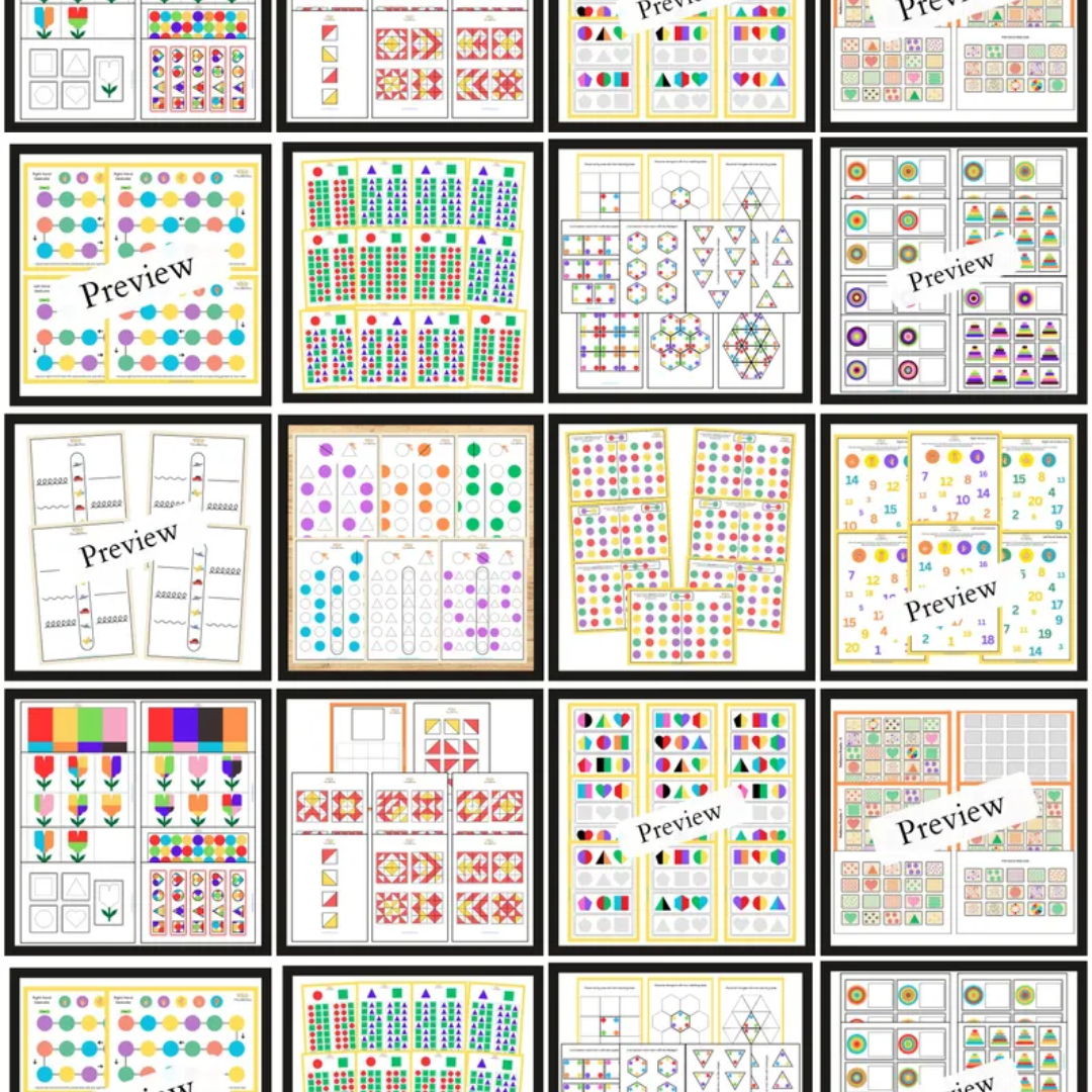 Brain Games & Logical Puzzles Bundle SET-1 | 25 Templates Set | Hand-Eye Coordination Exercise Worksheets For Kids | Bilateral Development