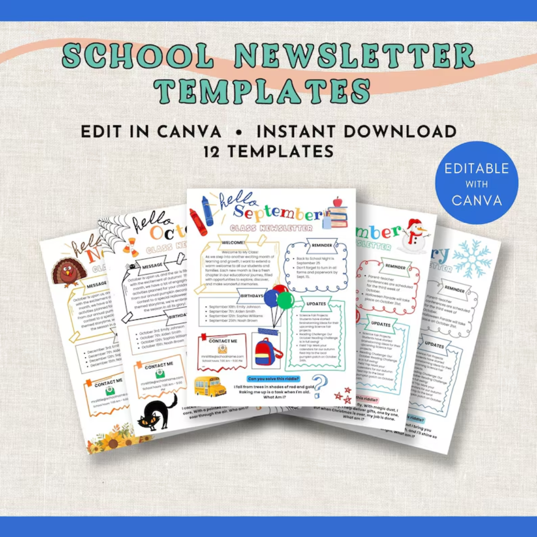 Weekly Classroom Newsletter Template, Monthly Newsletter, School Newsletter, Classroom Newsletter, Monthly Preschool Newsletter Template