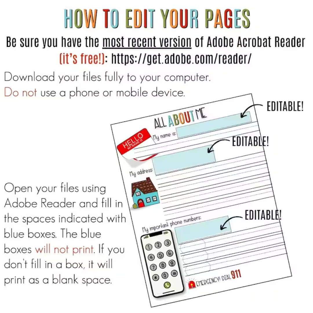 Morning Menu, EDITABLE Printable Calendar Time Activities, Educational Daily Weather, Date and Time Practice, Address and Phone Number