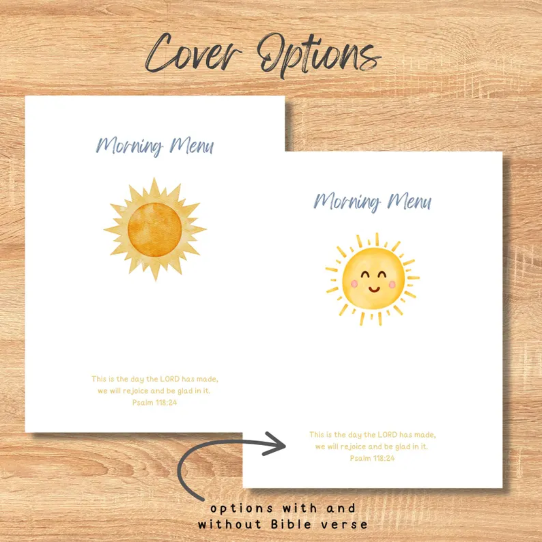 Elementary Morning Menu Daily Sheet, Morning Time binder, Homeschool Printable, Charlotte Mason, Kindergarten, K-3, Copy Work, editable