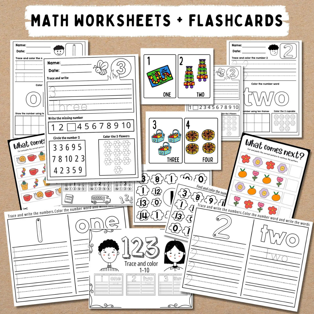 Preschool + Kindergarten Learning Bundle, 600+ Toddler Activity Worksheets, Coloring, Dot To Dot, Tracing, Alphabet