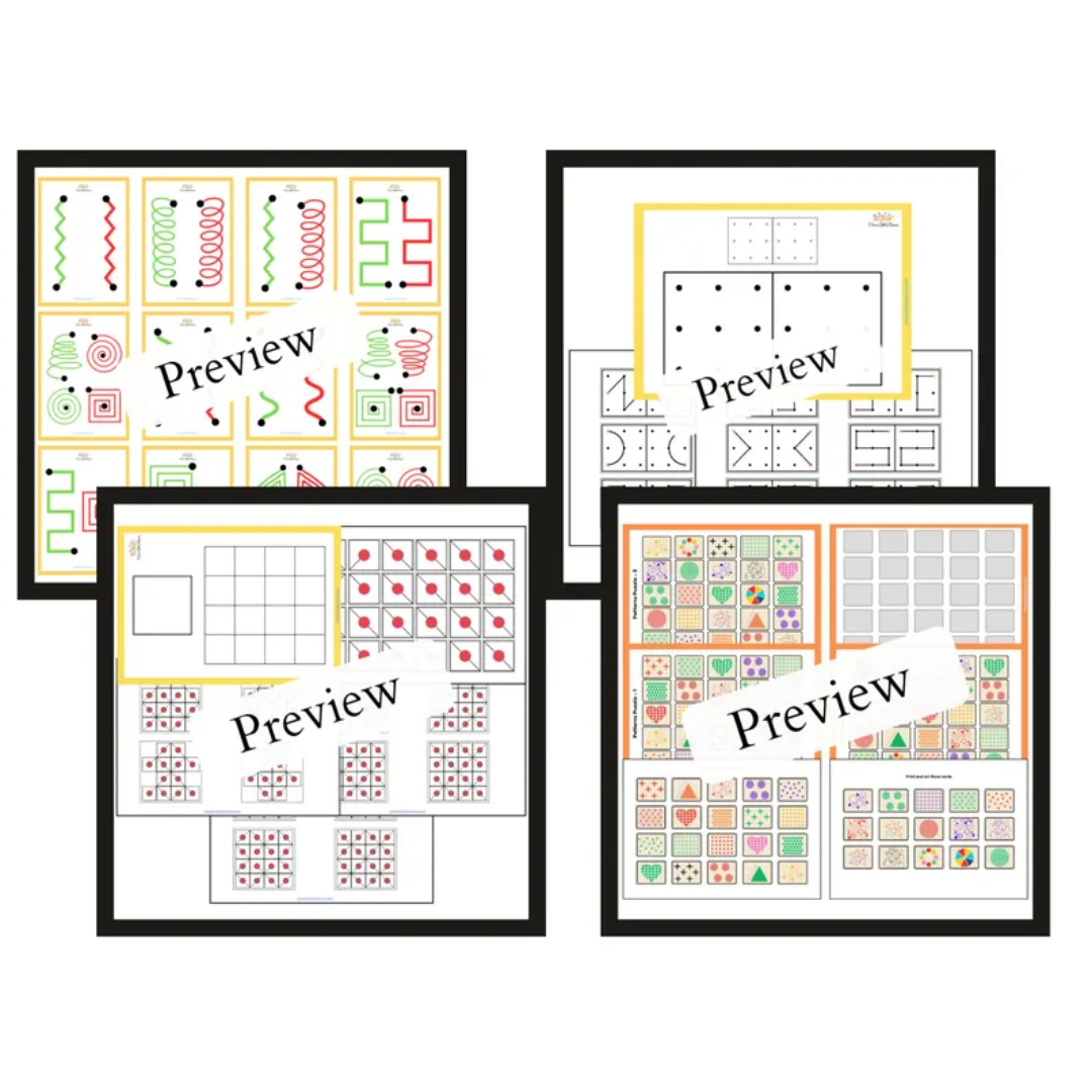 Brain Games & Logical Puzzles Bundle SET-1 | 25 Templates Set | Hand-Eye Coordination Exercise Worksheets For Kids | Bilateral Development
