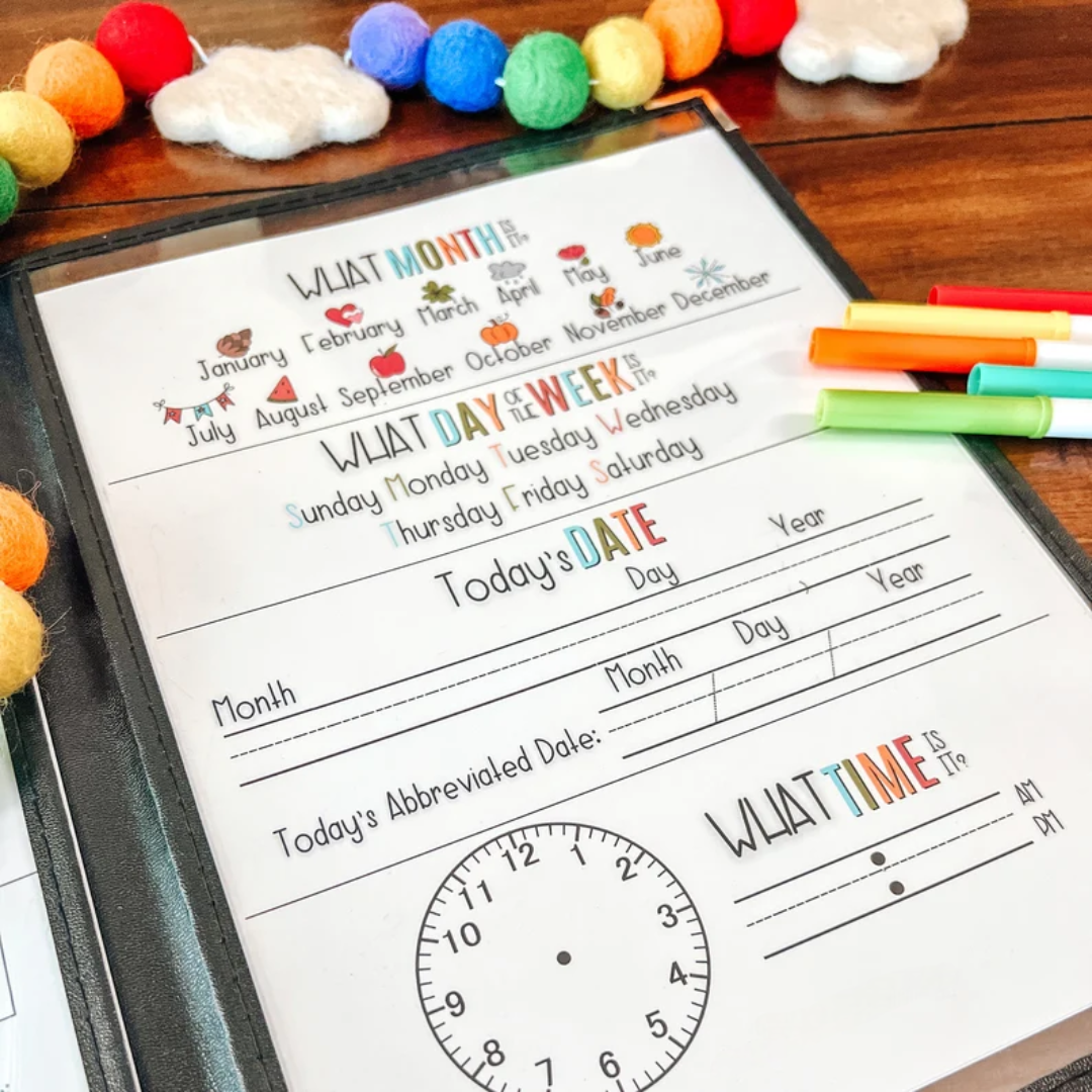 Morning Menu, EDITABLE Printable Calendar Time Activities, Educational Daily Weather, Date and Time Practice, Address and Phone Number