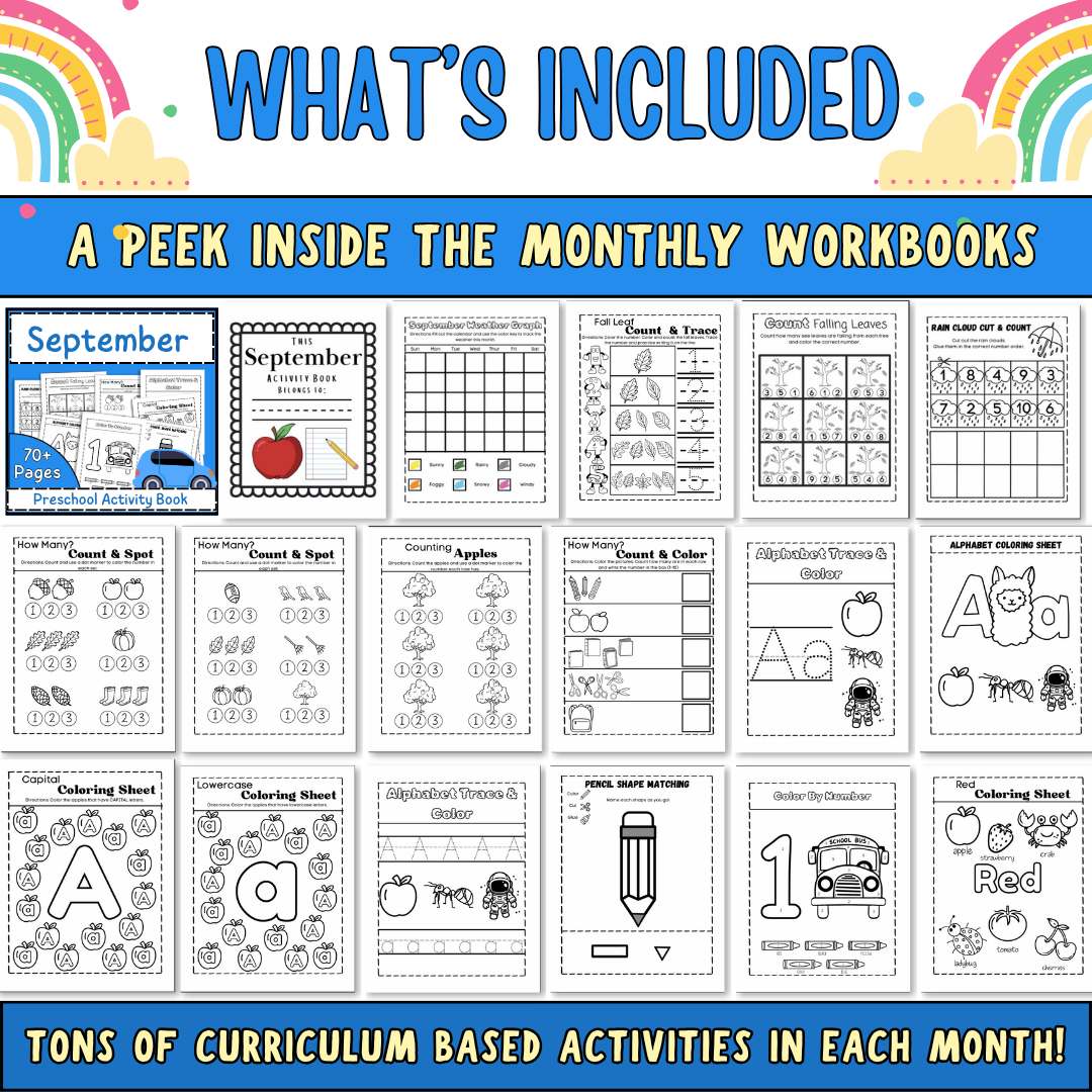 Full Year Preschool Curriculum, Ages 3-5, Preschool Curriculum & Worksheets & Pre-K Activities
