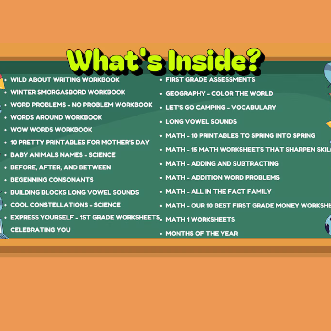 1st Grade Mega Bundle, 3000+ Pages, Math, Reading, Science, Daily Activities