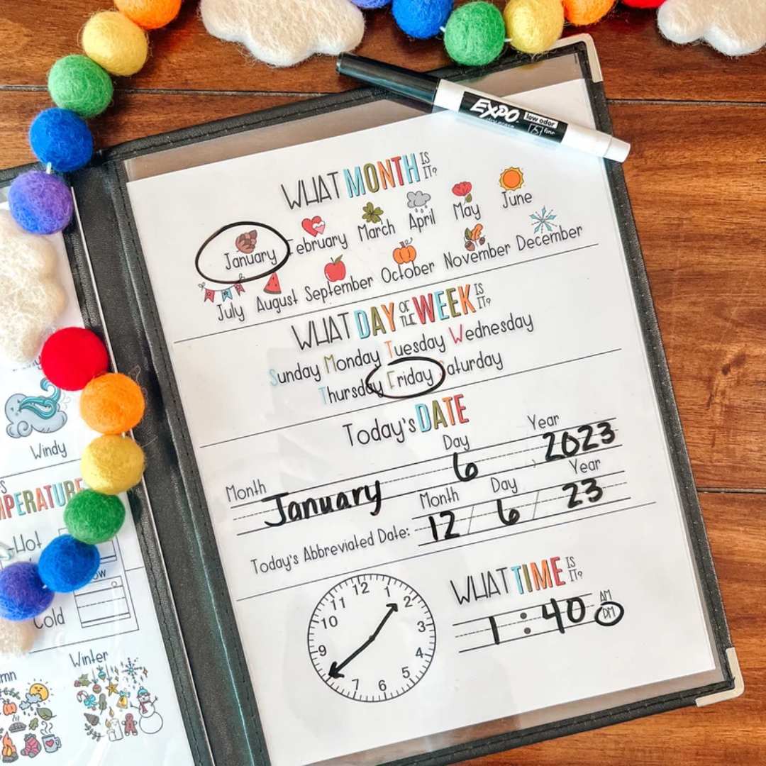 Morning Menu, EDITABLE Printable Calendar Time Activities, Educational Daily Weather, Date and Time Practice, Address and Phone Number