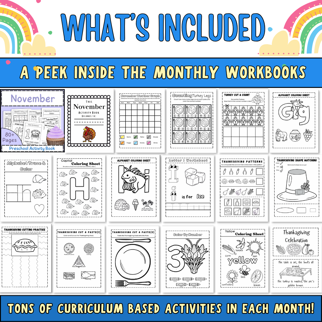 Full Year Preschool Curriculum, Ages 3-5, Preschool Curriculum & Worksheets & Pre-K Activities