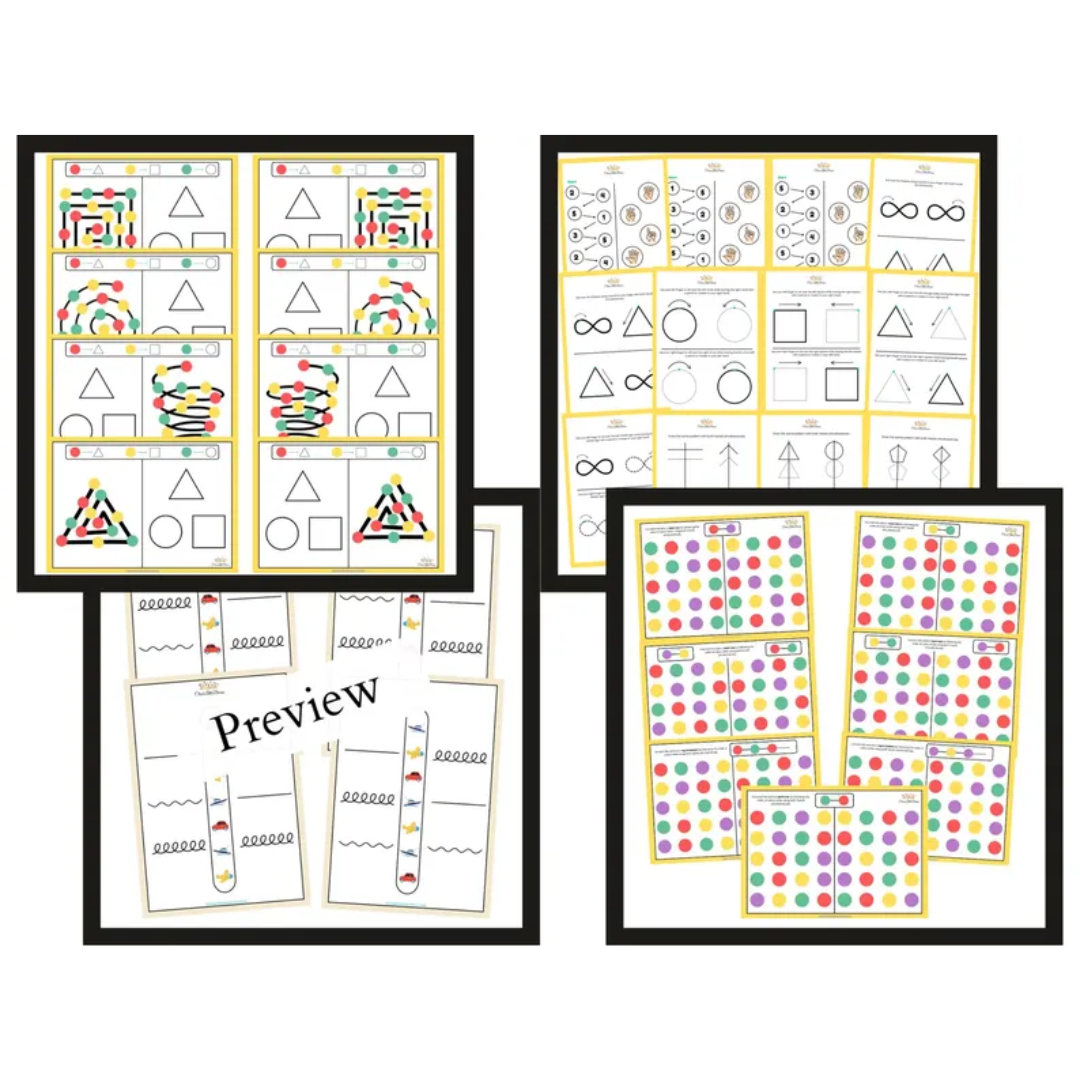 Brain Games & Logical Puzzles Bundle SET-1 | 25 Templates Set | Hand-Eye Coordination Exercise Worksheets For Kids | Bilateral Development