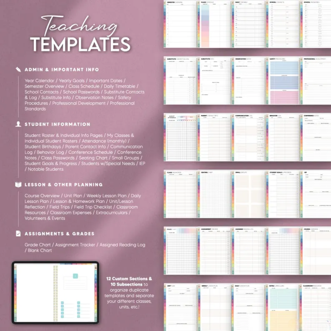 Digital Teacher Planner, Google Sheets Teacher Planner 2025 - 2026