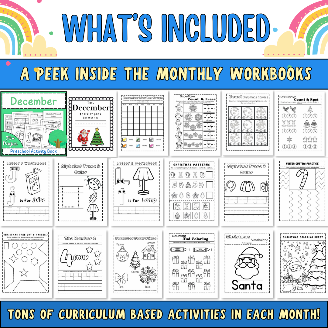 Full Year Preschool Curriculum, Ages 3-5, Preschool Curriculum & Worksheets & Pre-K Activities