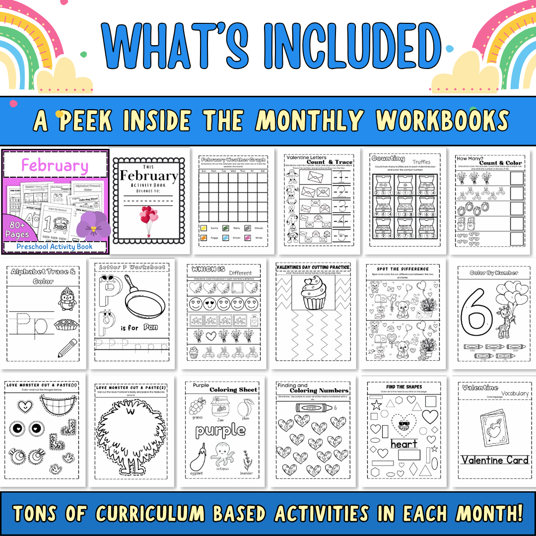 Full Year Preschool Curriculum, Ages 3-5, Preschool Curriculum & Worksheets & Pre-K Activities