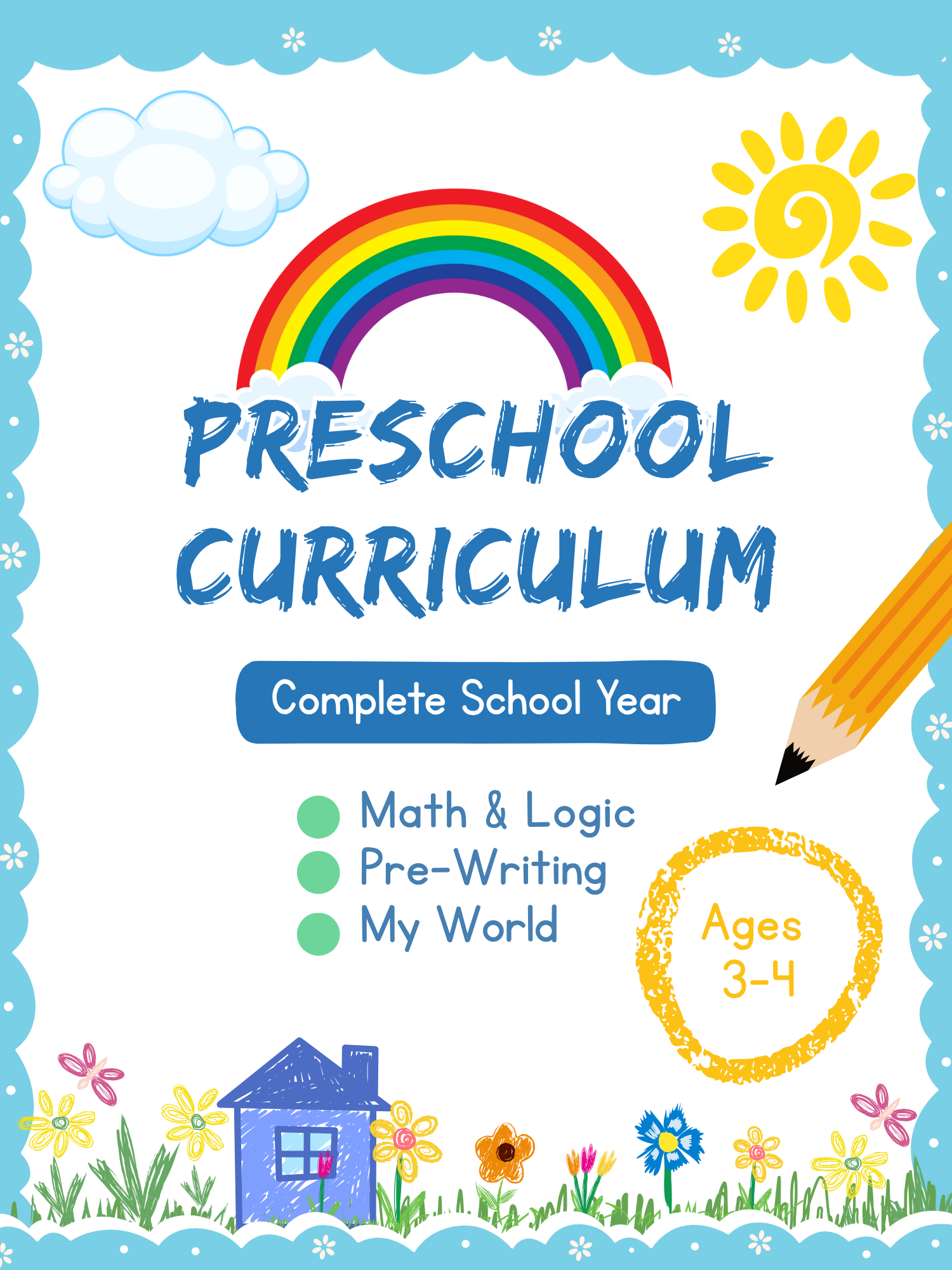 Full Year Preschool Curriculum, Ages 3-5, Preschool Curriculum & Worksheets & Pre-K Activities, ABC, Writing, Counting Activities