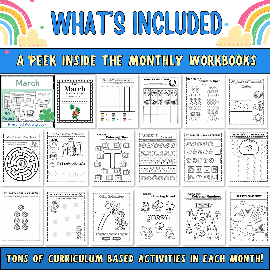 Full Year Preschool Curriculum, Ages 3-5, Preschool Curriculum & Worksheets & Pre-K Activities
