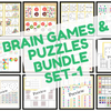 Brain Games & Logical Puzzles Bundle SET-1 | 25 Templates Set | Hand-Eye Coordination Exercise Worksheets For Kids | Bilateral Development