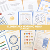 Elementary Morning Menu Daily Sheet, Morning Time binder, Homeschool Printable, Charlotte Mason, Kindergarten, K-3, Copy Work, editable
