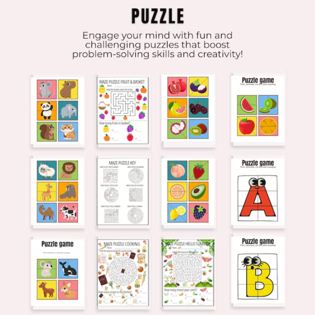 Kids Learning Activities Bundle, Homeschool & Classroom Worksheets