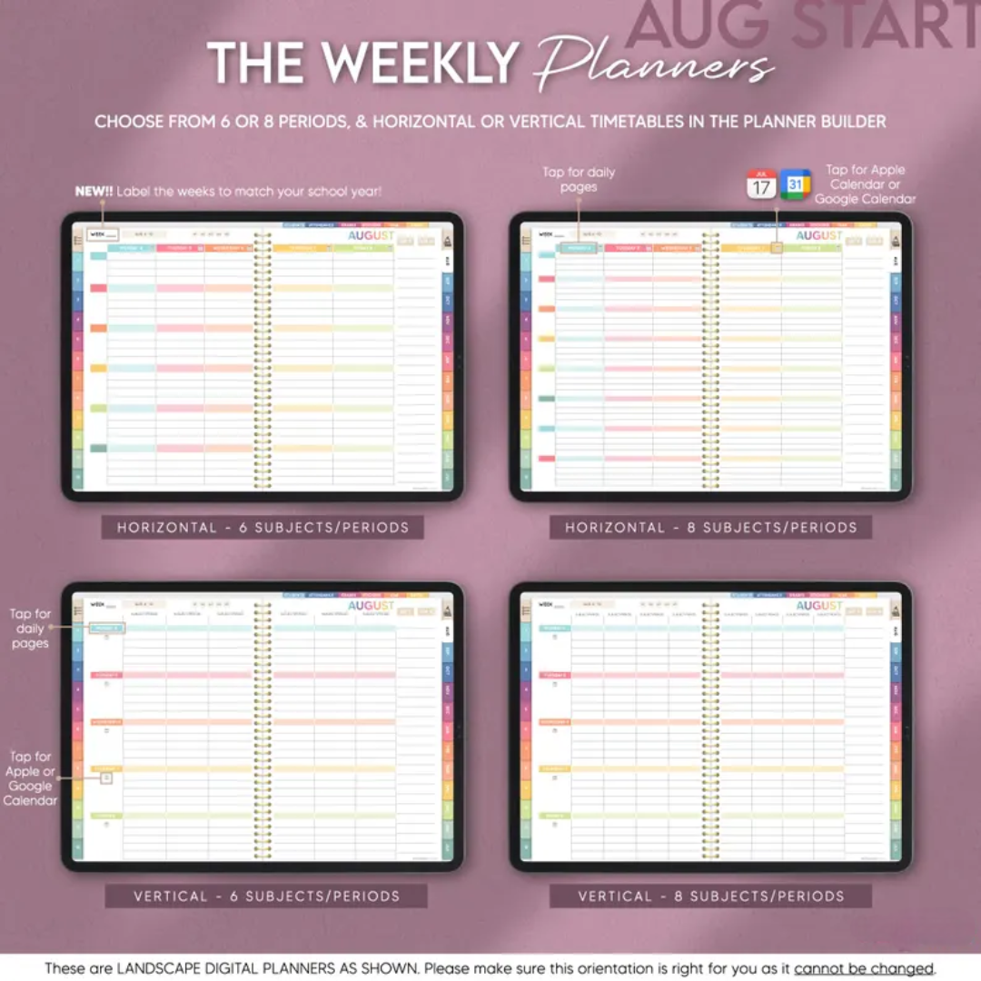Digital Teacher Planner, Google Sheets Teacher Planner 2025 - 2026