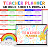 Digital Teacher Planner, Google Sheets Teacher Planner, 2025-2026