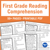 First Grade Reading Comprehension Worksheets, Decodable Stories with Questions, 50 Printable Pages